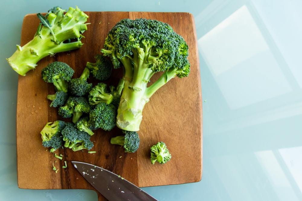Broccoli on a cutting board