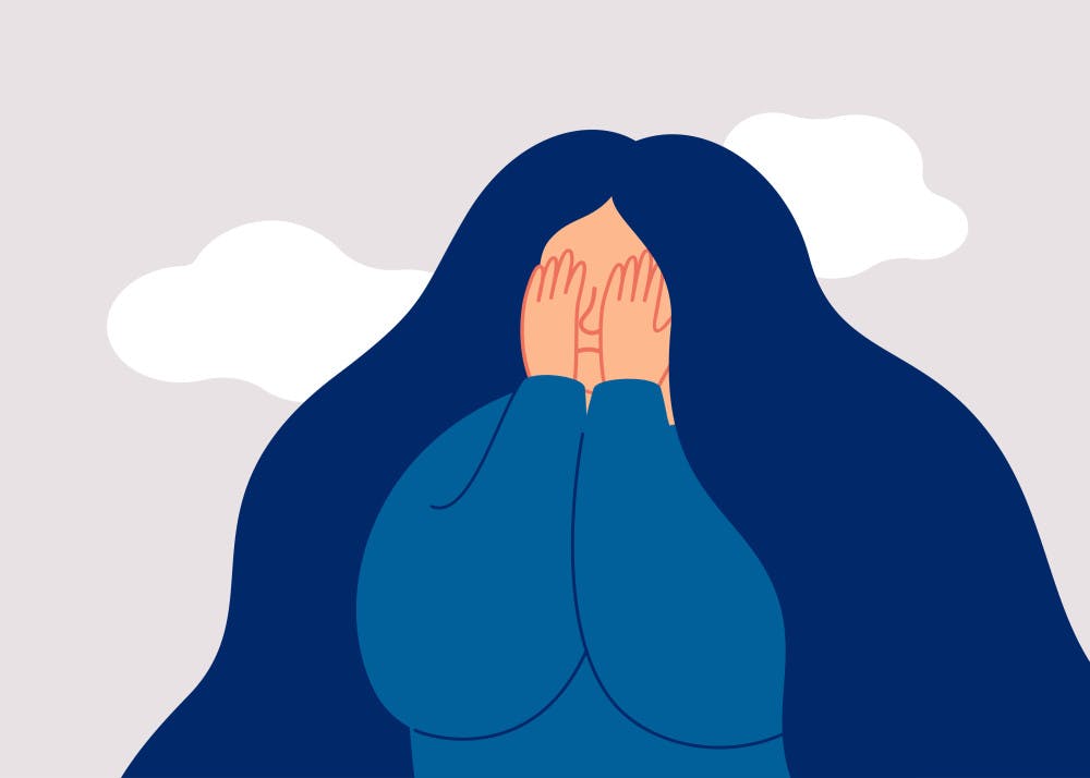 Illustration of a women stressed
