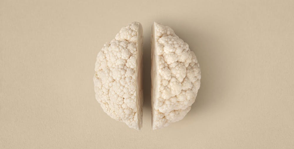 Cauliflower representing two halves of the brain